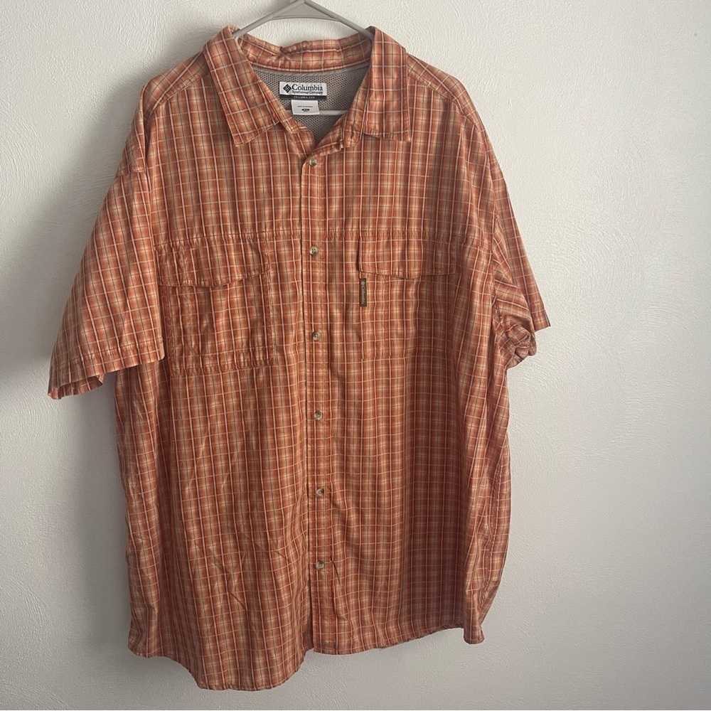 Columbia Men's shirt shirt sleeve Casual Button up fall plaid size 3X vented